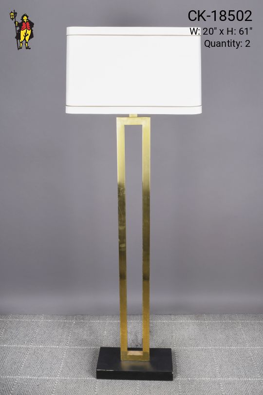 Polished Brass & Black Rectangular Floor Lamp