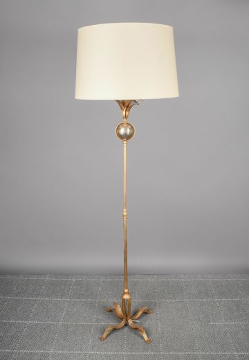 Brass Footed Floral Floor Lamp