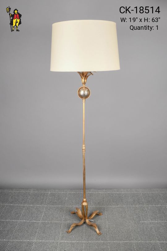 Brass Footed Floral Floor Lamp