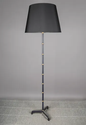 Navy Blue Leather Wrapped Footed Floor Lamp