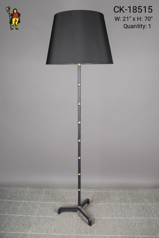 Navy Blue Leather Wrapped Footed Floor Lamp