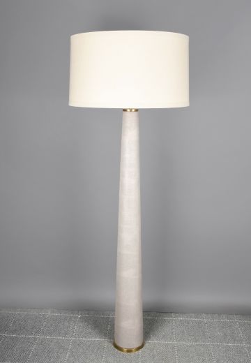 Gray Textured Modern Floor Lamp w/Brass Accents