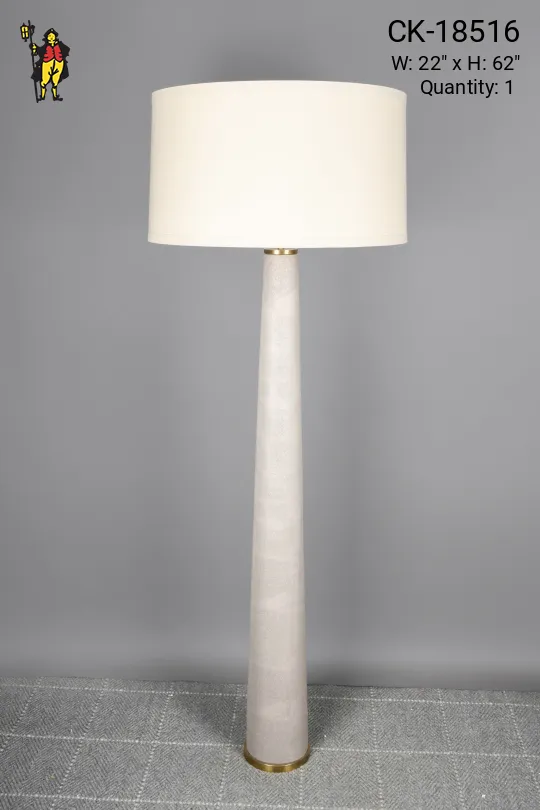 Gray Textured Modern Floor Lamp w/Brass Accents
