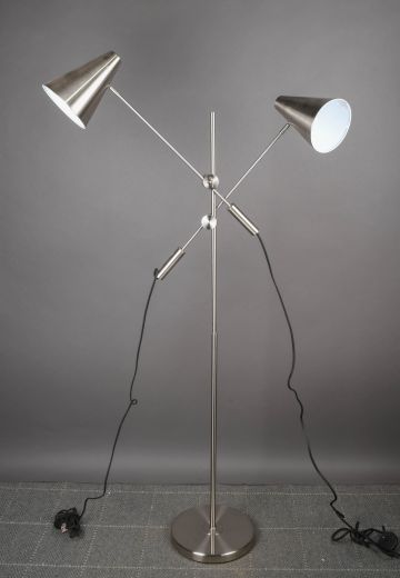 Nickel Two Light Directional Adjustable Floor Lamp