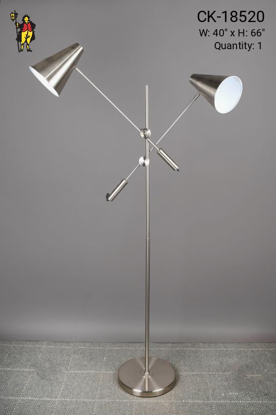 Nickel Two Light Directional Adjustable Floor Lamp
