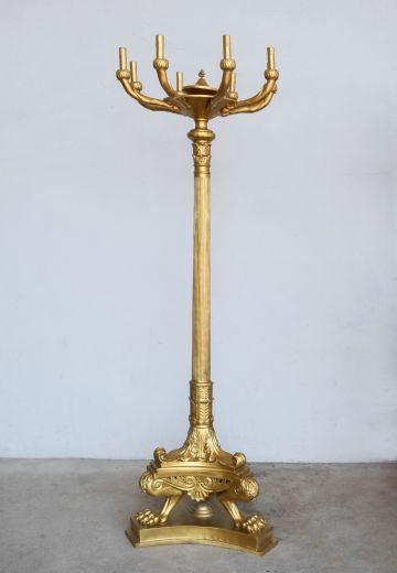 7' Brass Eight Light Federal Standing Candelabra
