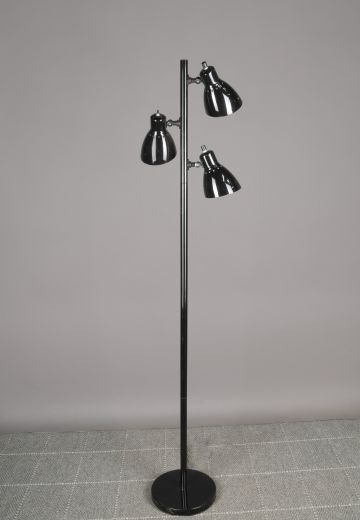 Black Three Light Adjustable Floor Lamp