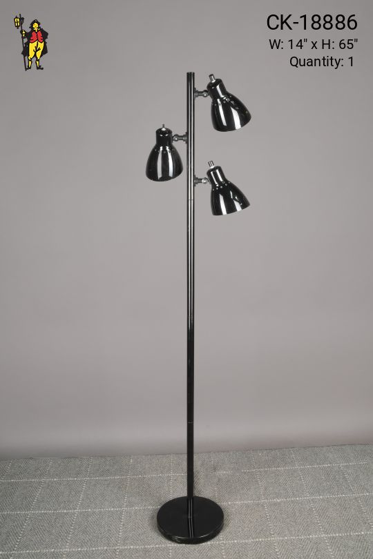 Black Three Light Adjustable Floor Lamp