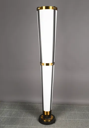 Fabric Shaded Brass & Black Torchiere