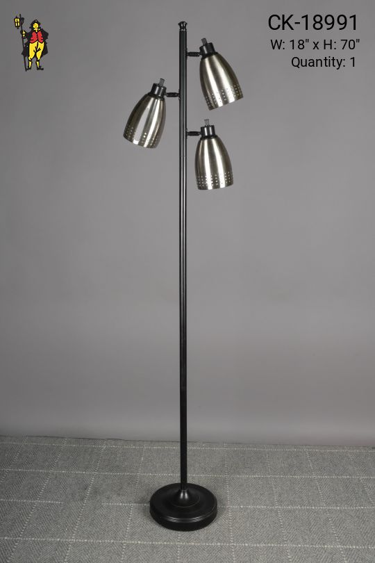 Nickel & Black Three Light Floor Lamp