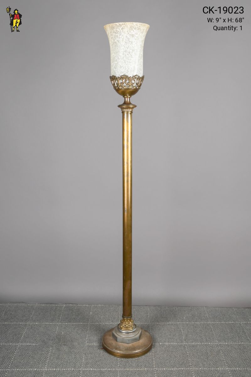 Antique Brass Gothic Torchiere Floor Lamps Collection City Knickerbocker Lighting Rentals