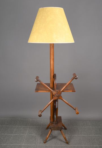 Wooden Rustic Square Table Floor Lamp