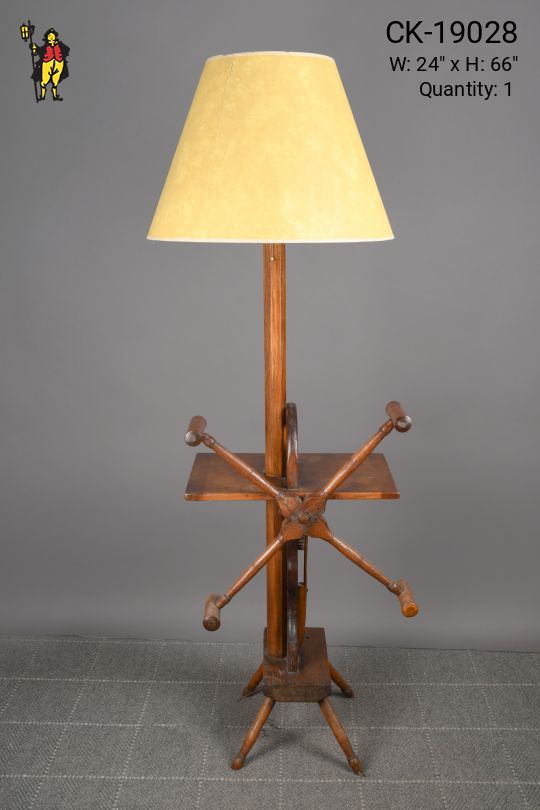 Wooden Rustic Square Table Floor Lamp