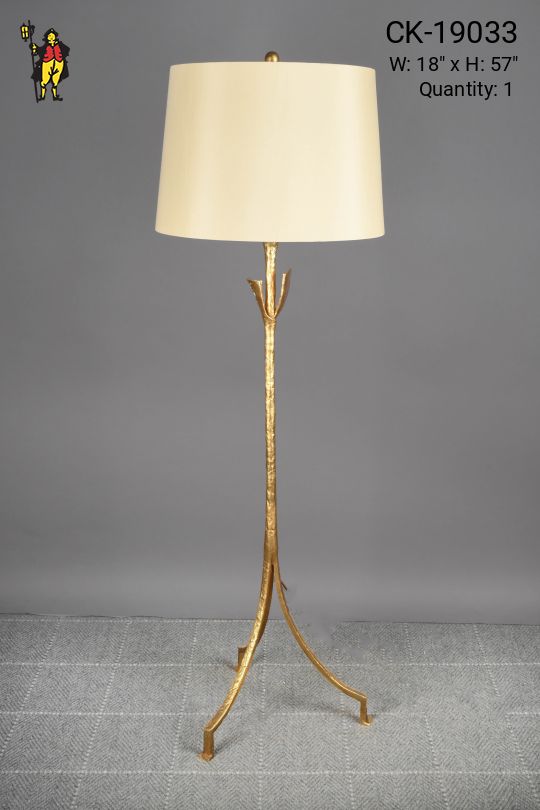 Brass "Gold Leaf Style Footed Floor Lamp