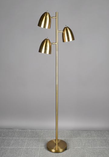 Brass Three Light Directional Floor Lamp