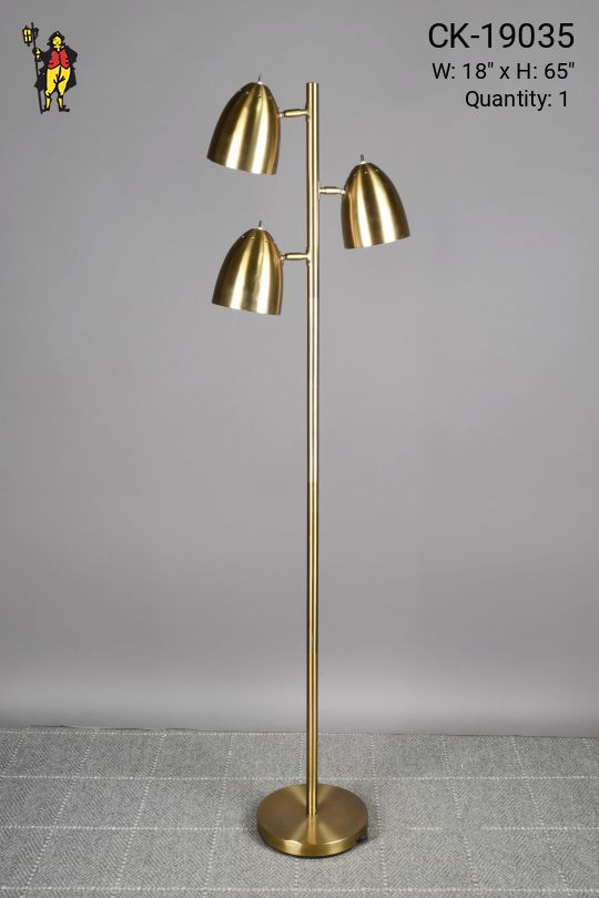 Brass Three Light Directional Floor Lamp