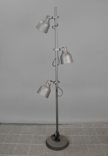 Gray Fully Adjustable Three Light Directional Floor Lamp