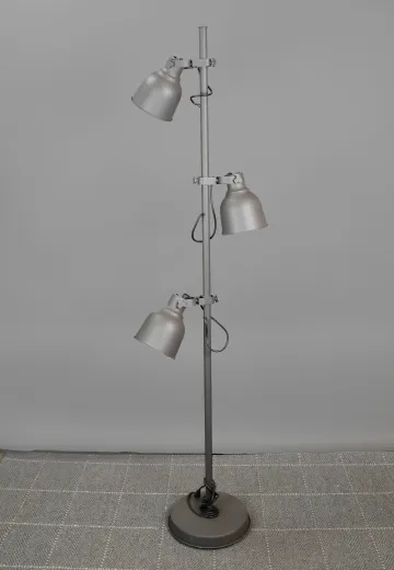 Gray Fully Adjustable Three Light Directional Floor Lamp