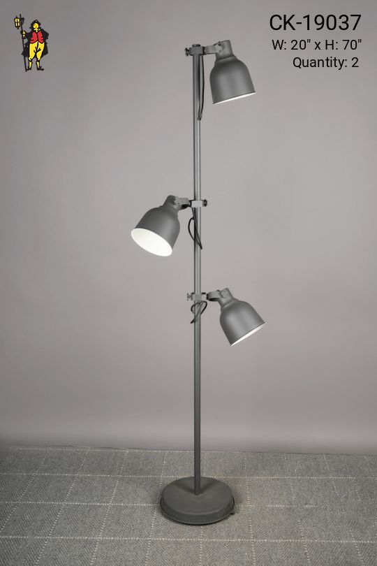 Gray Fully Adjustable Three Light Directional Floor Lamp