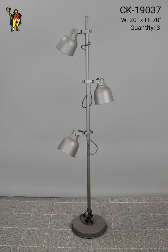 Gray Fully Adjustable Three Light Directional Floor Lamp