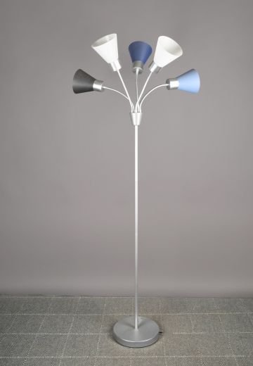 Modern Five Light Gooseneck Plastic Shaded Floor Lamp