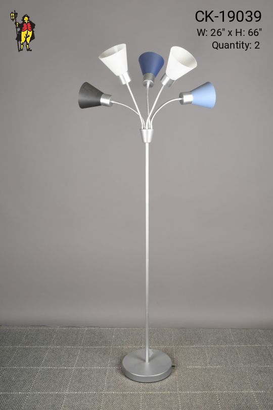 Modern Five Light Gooseneck Plastic Shaded Floor Lamp
