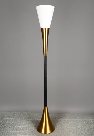 Black & Brass Modern Torchiere