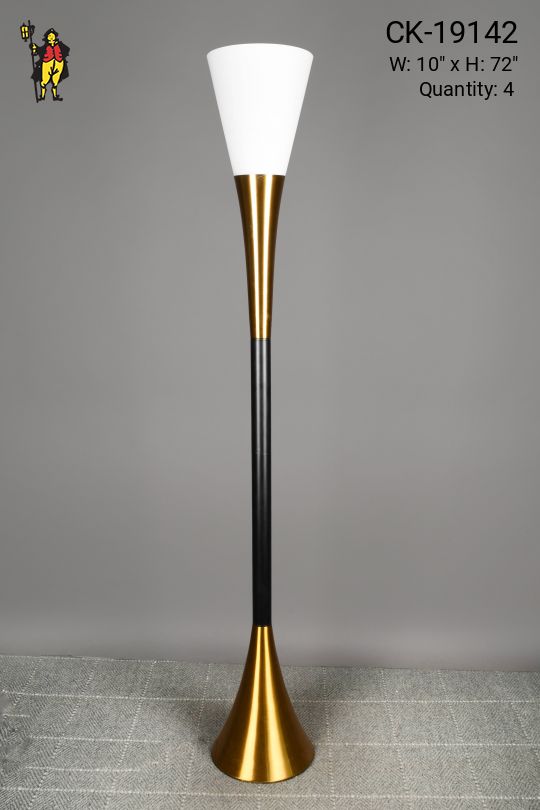 Black & Brass Modern Torchiere