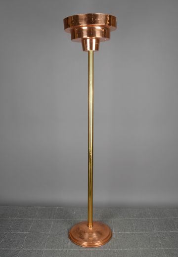 Polished Pewter & Brass Metal Shaded Torchiere