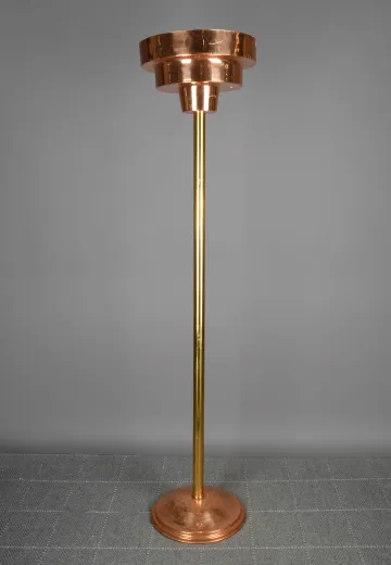 Polished Pewter & Brass Metal Shaded Torchiere