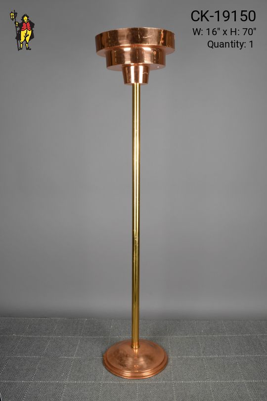 Polished Pewter & Brass Metal Shaded Torchiere