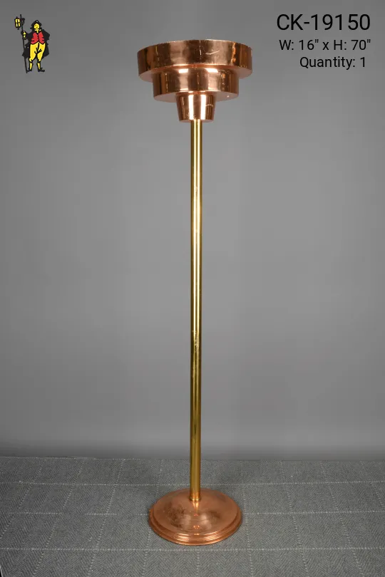 Polished Pewter & Brass Metal Shaded Torchiere