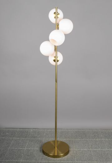 Brass Five Globe Shaded Floor Lamp