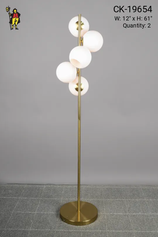 Brass Five Globe Shaded Floor Lamp