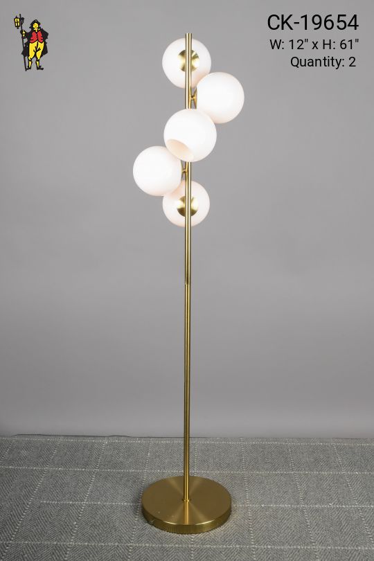 Brass Five Globe Shaded Floor Lamp