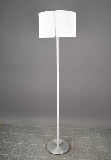 Modern Nickel Pole Floor Lamp w/Pierced Metal Shade