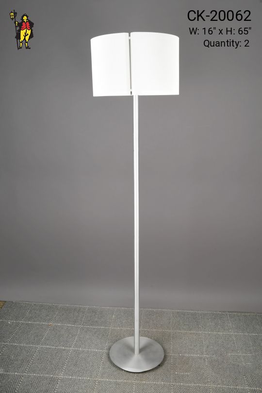 Modern Nickel Pole Floor Lamp w/Pierced Metal Shade