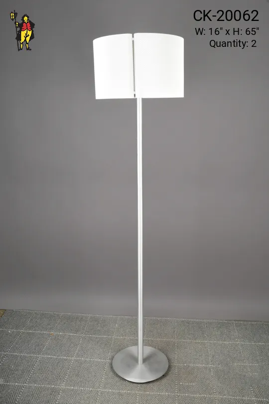 Modern Nickel Pole Floor Lamp w/Pierced Metal Shade