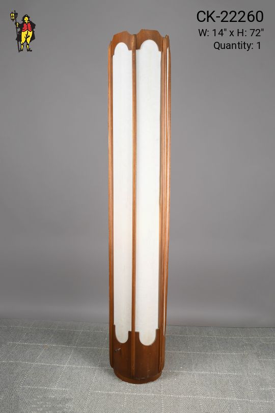 Wooden & Fabric Shaded Tall Mid Century Floor Lamp (Signs of Distress on Shades)