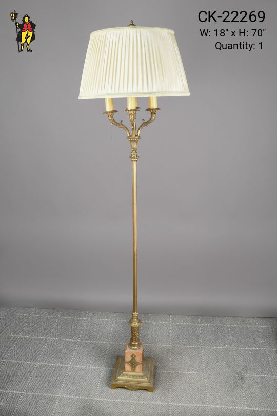 Ornate Brass Four Candle Floor Lamp
