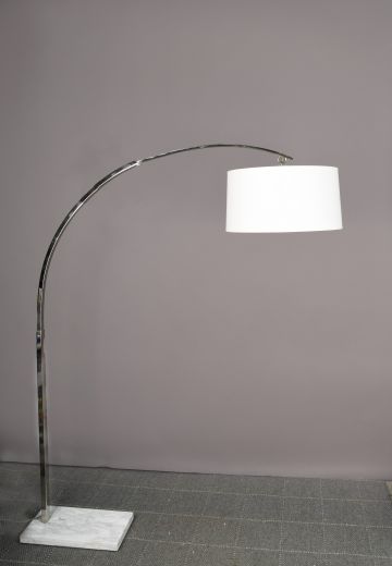 Modern Nickel Arc Floor Lamp w/Marble Style Base