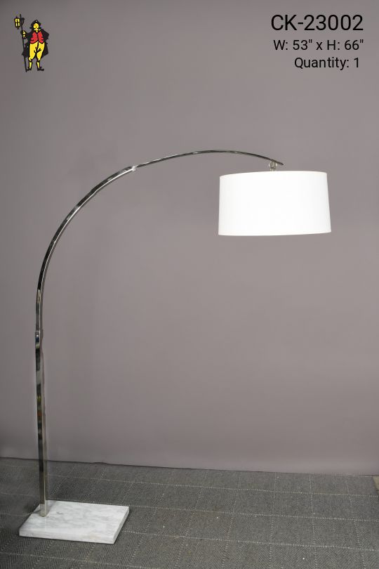 Modern Nickel Arc Floor Lamp w/Marble Style Base