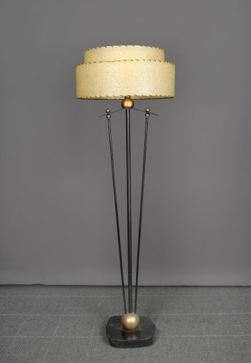 Black Mid Century Floor Lamp w/Brass Accents