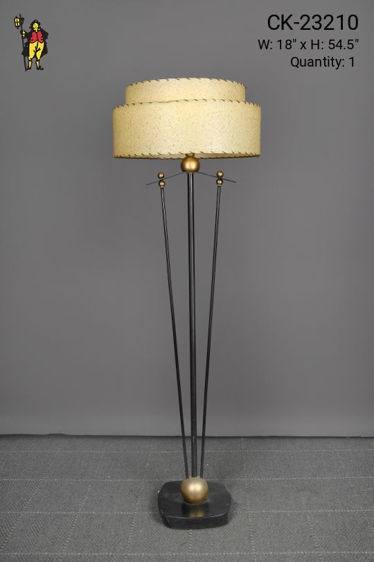 Black Mid Century Floor Lamp w/Brass Accents