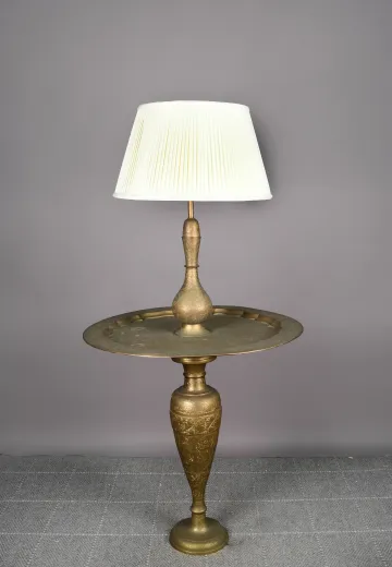 Etched Brass Table Floor Lamp