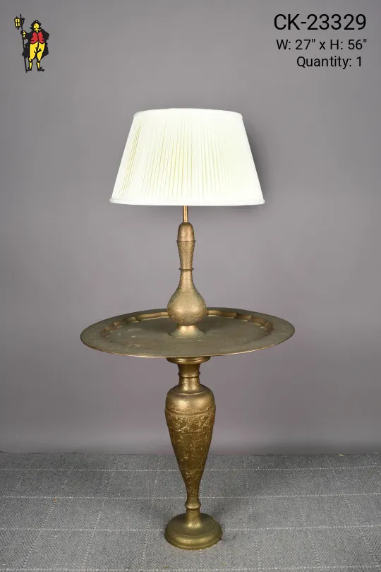 Etched Brass Table Floor Lamp