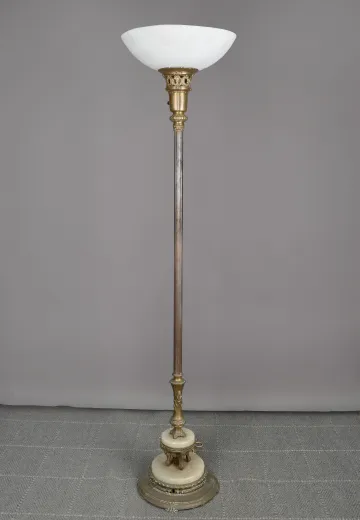 Antique Brass & Marble Torchiere
