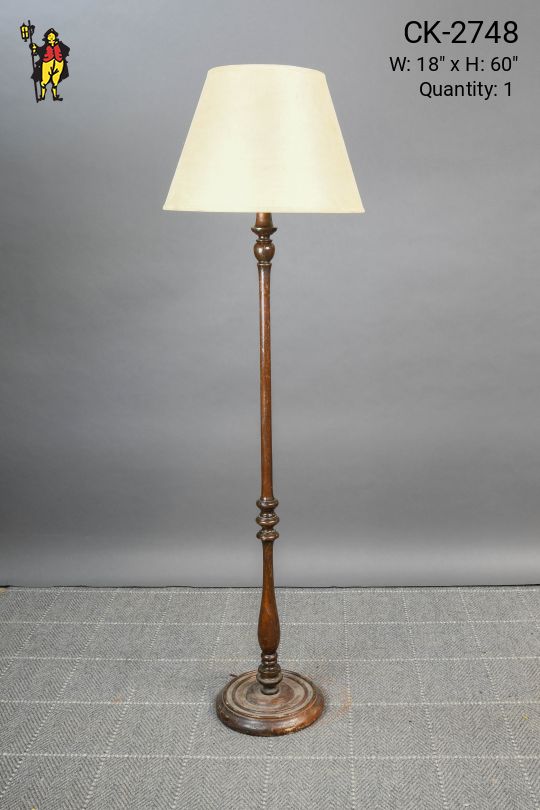 Rustic Wooden Pole Floor Lamp