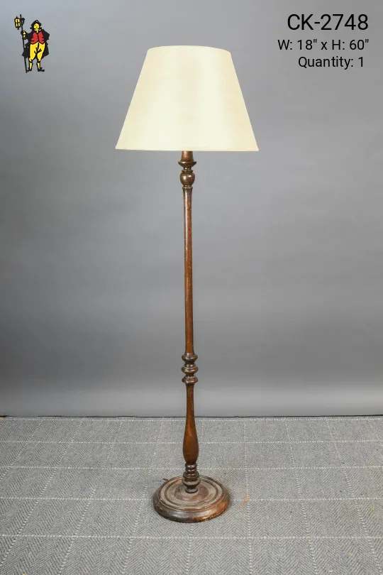 Rustic Wooden Pole Floor Lamp