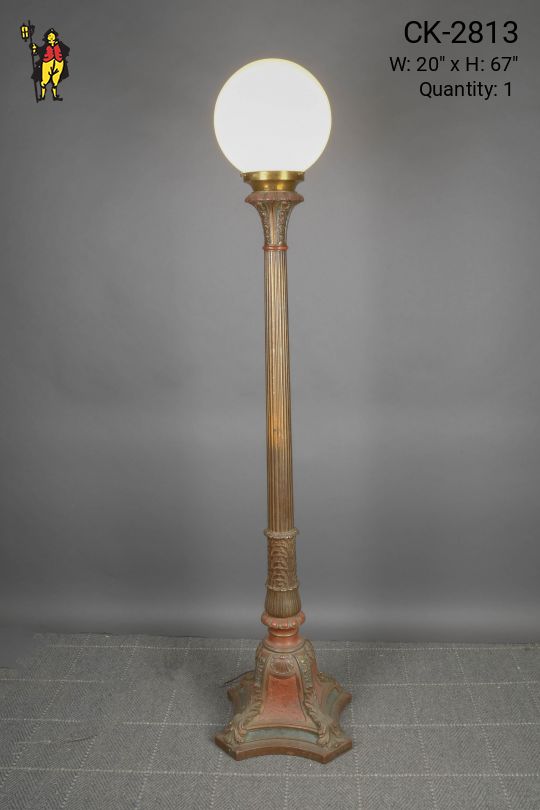 Wooden Column Floor Lamp w/Globe or Torchiere Shade